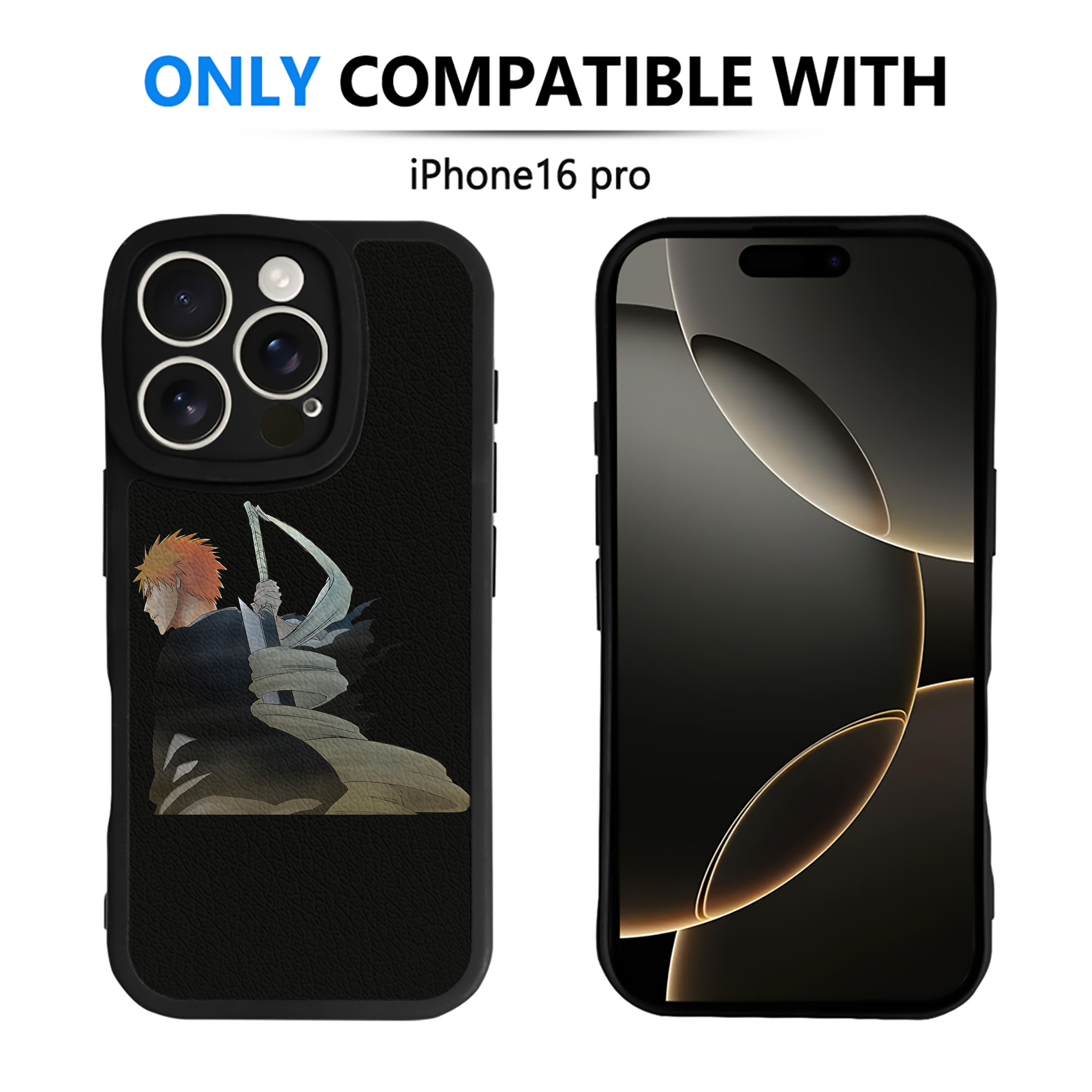 ブリーチ 黒崎一護（くろさき いちご）BLEACH Kurosaki Ichigo 【iPhone 16シリーズ対応】シリコンスマホケース（レザー調） 材質：シリコン